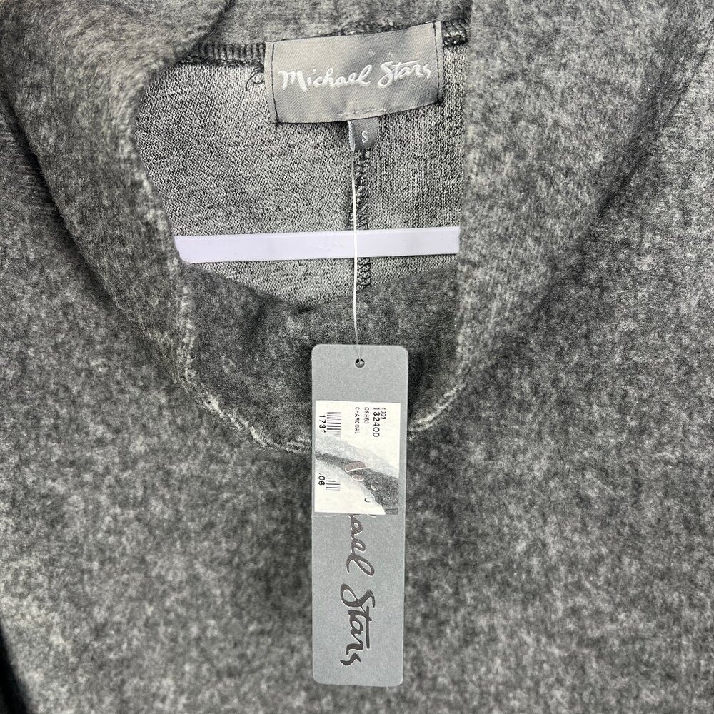 Michael Stars Sherpa Poncho Cape Cowl Neck Pockets Charcoal Gray Oversized Sz S - Picture 2 of 10